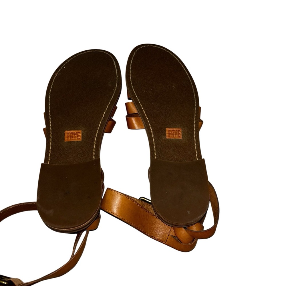 Frye Women's Size 9.5 Riley Huarache Woven Leather Sandal w. Ankle Strap Tan - Picture 7 of 9